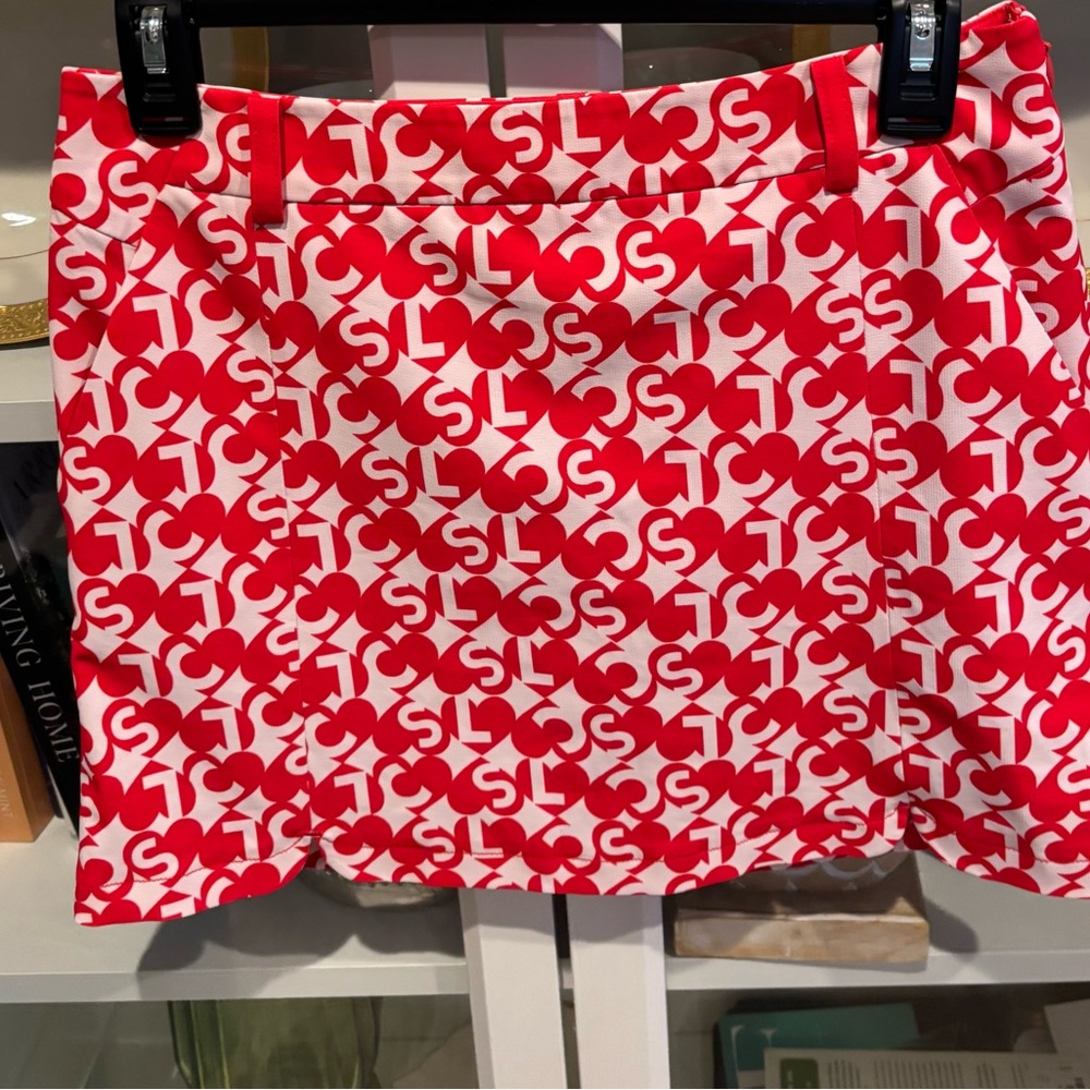 Le Coq Sportif Red and White Graphic mini skort